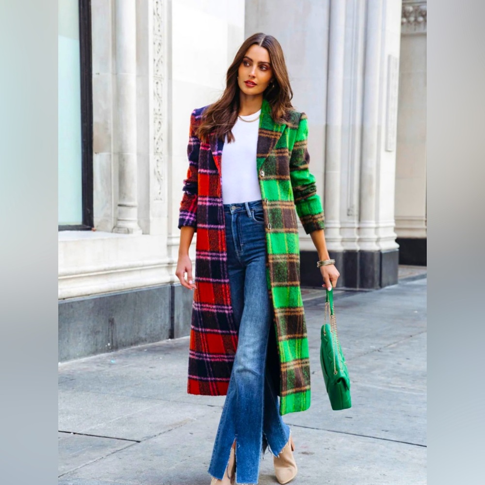 NWT Vici Different Pathways pocketed plaid coat